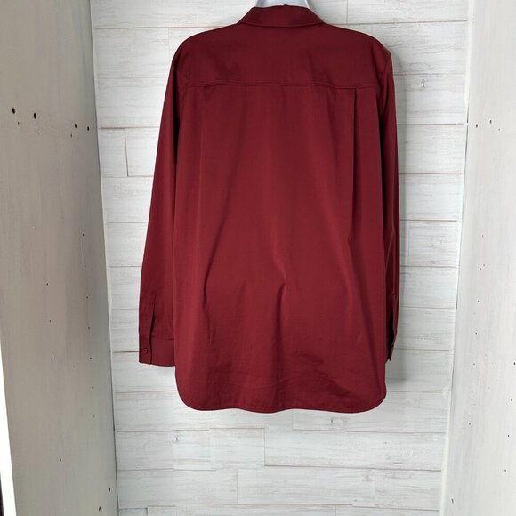 Lafayette 148 New York Womens Burgundy Red Button Front Top Size Small - Picture 4 of 10
